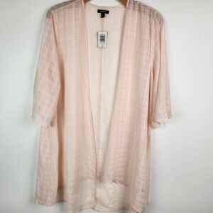 Womens Torrid Light Pink Plaid Chiffon Kimono‎ Size 2X New